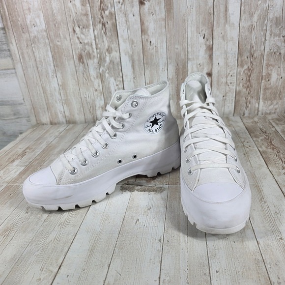 Converse All Star Lugged White Canvas High Top Platform Sneakers‎ Women's - Picture 5 of 8